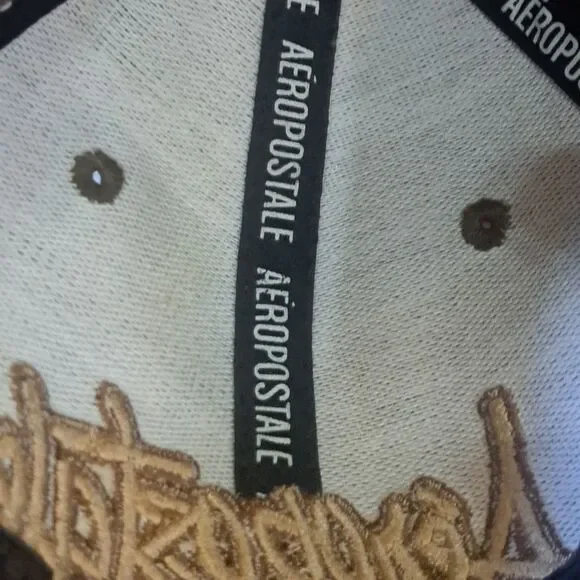 Aeropostale A87 Fitted Brown Hat Baseball Cap L XL Beige Khaki Embroidered LOGO - Picture 10 of 16